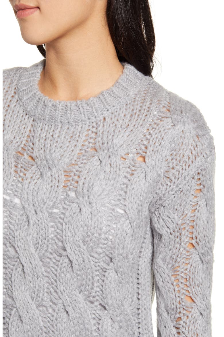Cable Stitch Sweater, Alternate, color, FOG MIX
