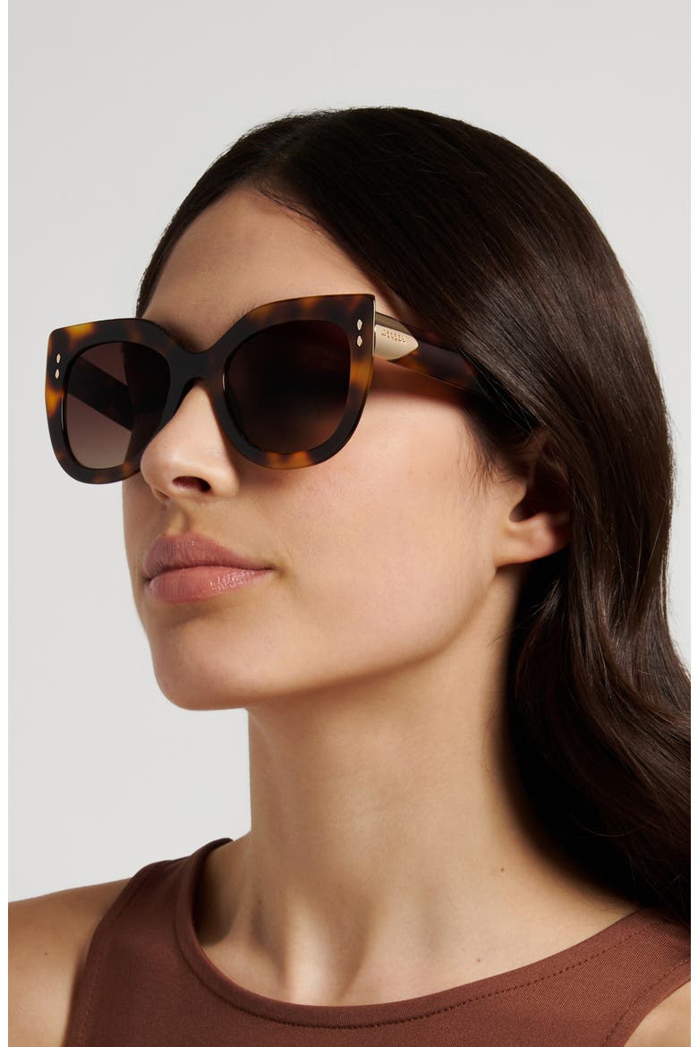 53mm Cat Eye Sunglasses, Alternate, color, HAVANA GOLD/ BROWN