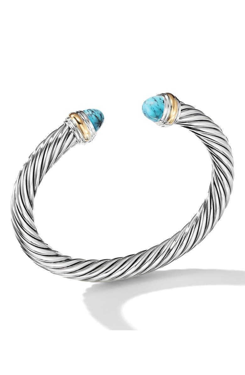 David Yurman Cable Classic Bracelet with Turquoise and 14K Gold, 5mm, Alternate, color, 