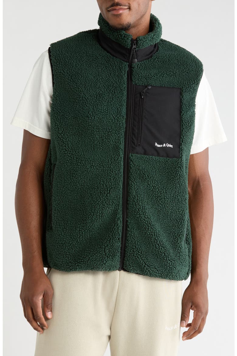 Wordmark Fleece Vest, Alternate, color, PINE