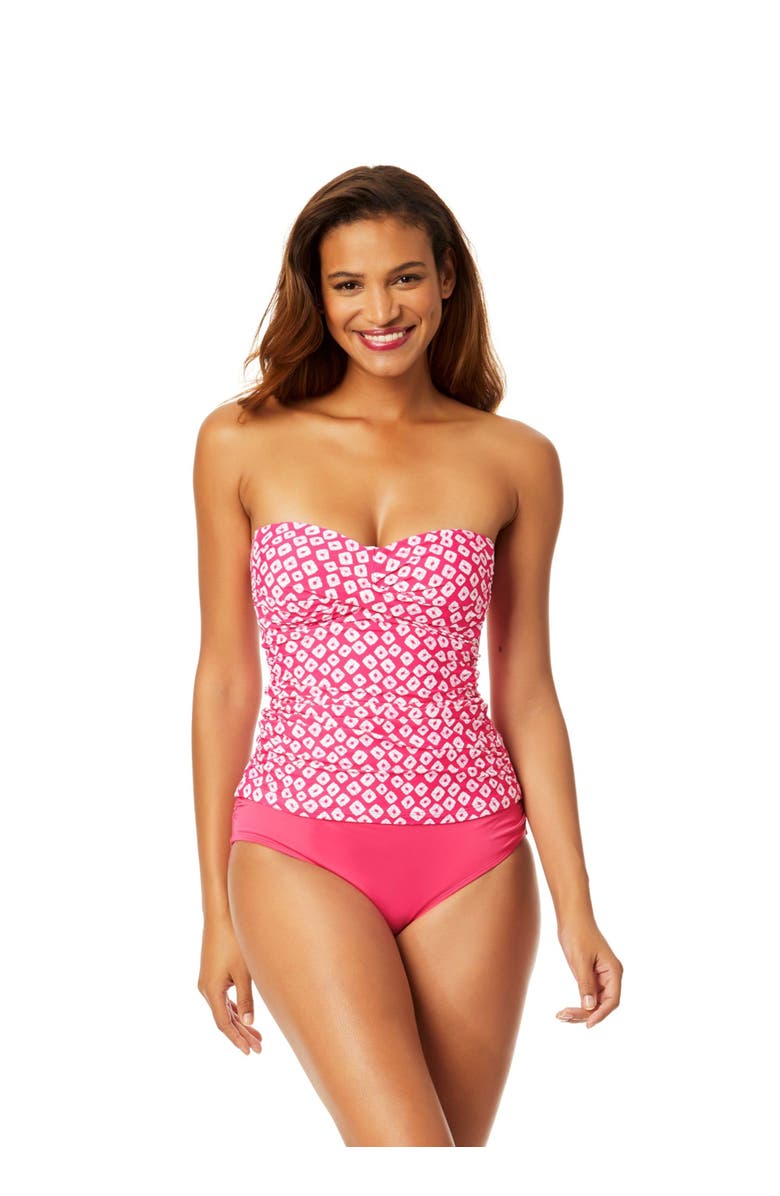 Anne Cole Women's Shibori Geo Twist Front Bandeaukini Swim Top - Pink, Main, color, 