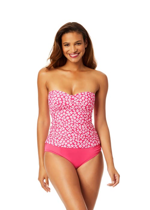 ANNE COLE SHIBORI GEO TWIST FRONT BANDEAUKINI SWIM TOP
