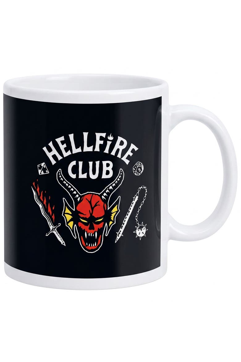 20 oz Stranger Things Hellfire Club Ceramic Mug, Main, color, Black
