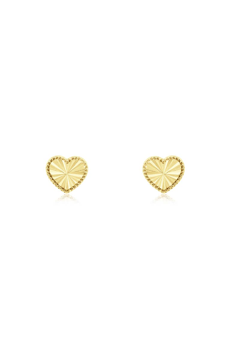 Fluted Gold Heart Stud Earrings, Alternate, color, Yellow Gold