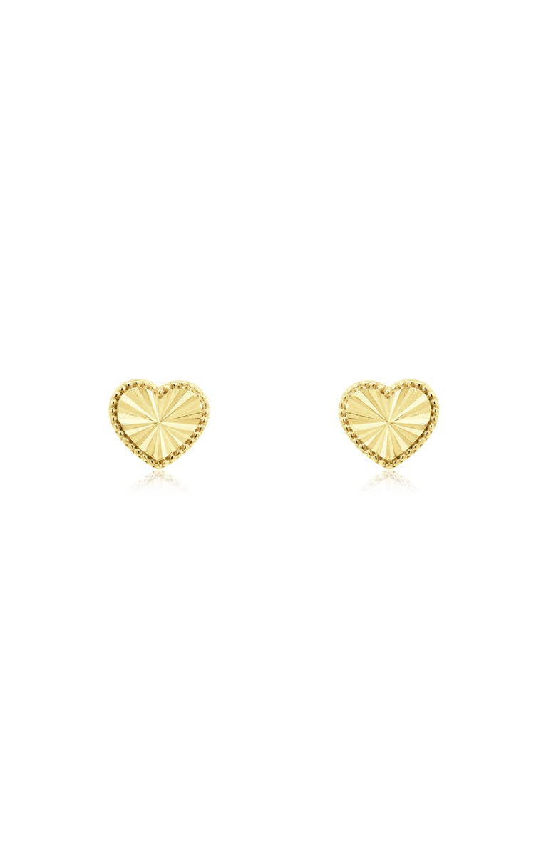 The Lovery Fine Jewelry Fluted Gold Heart Stud Earrings, Alternate, color, Yellow Gold