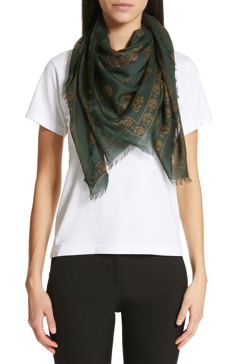 McQueen Alexander McQueen Skull Print Modal & Silk Scarf, Main, color,