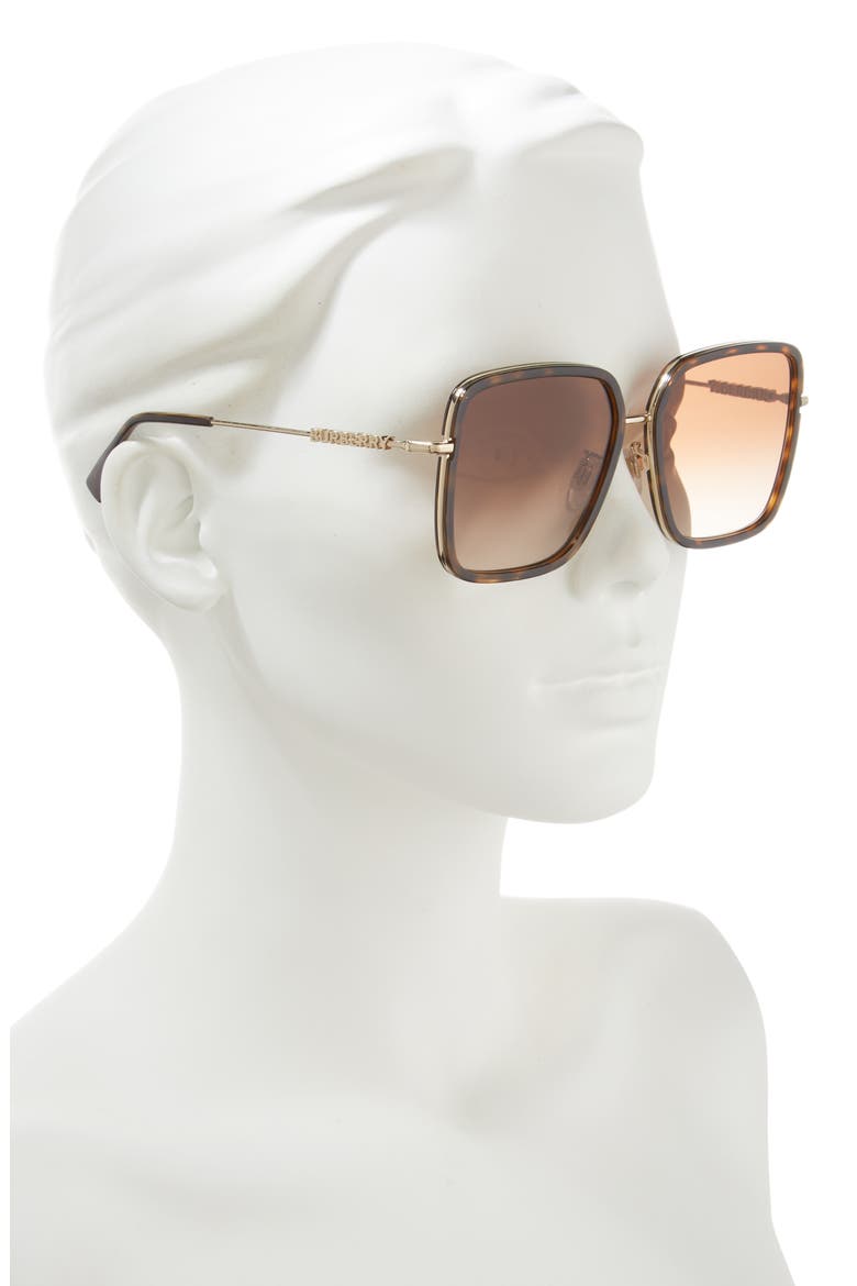 Dionne 59mm Gradient Square Sunglasses, Alternate, color, DK HAVANA
