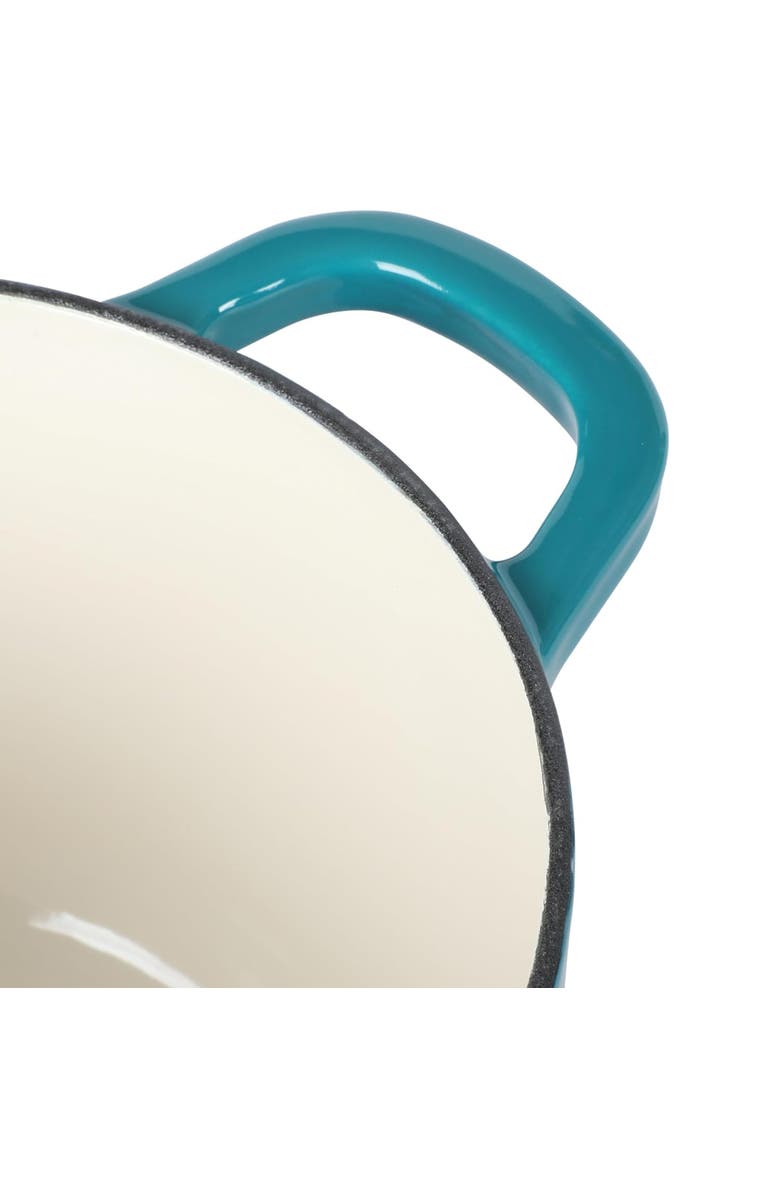 Crock-pot Artisan 3 Quart Enameled Cast Iron Saucepan with Lid, Alternate, color, Teal And Silver