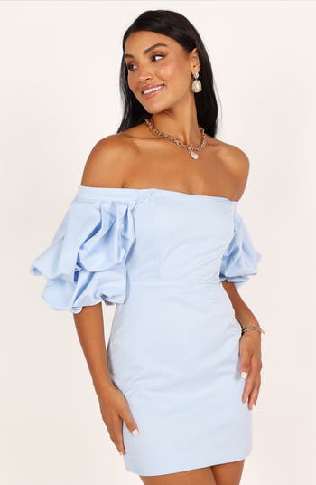 パーティードレス Paityn Off-The-Shoulder Mini Dress Alex Perry Paityn Off-The-Shoulder Mini Blue Dress for Women