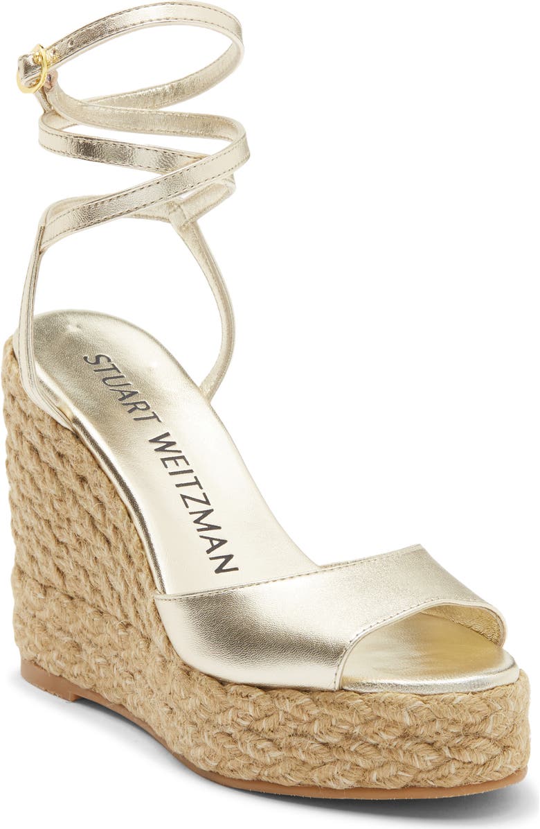 Stuart Weitzman Brylnde Espadrille Wedge Sandal, Main, color, Light Gold/ Natural
