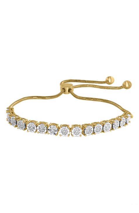 Two-Tone Bright Cut Diamond Slider Bracelet - 0.09ct.