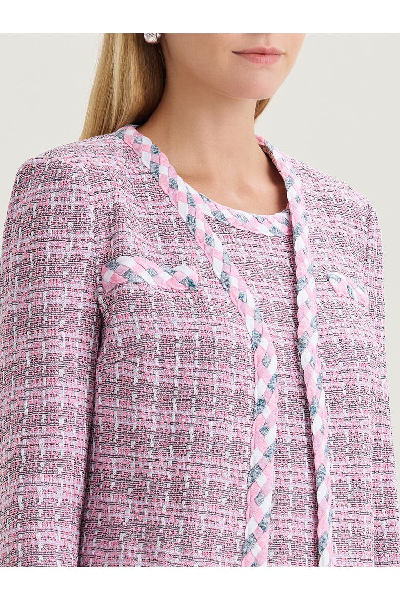 Tailored Braided Trim Tweed Knit Jacket, Alternate, color, Pink/Blue/Black/White