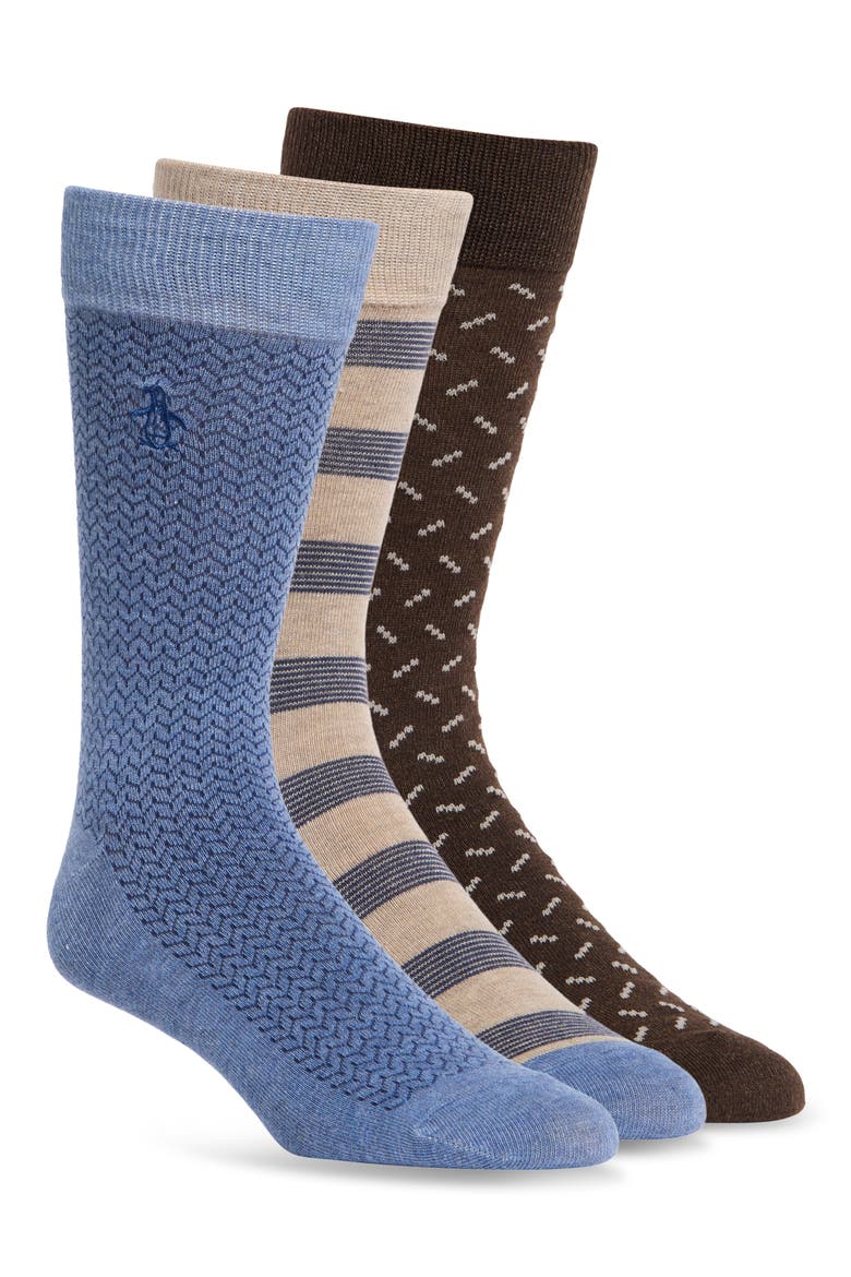 Bristol Neat 3-Pack Assorted Dress Socks, Main, color, BLACK