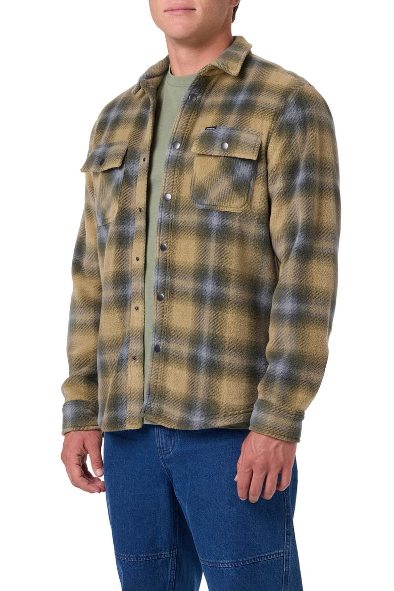 Glacier Plaid Superfleece Snap-Up Overshirt, Alternate, color, TWILL