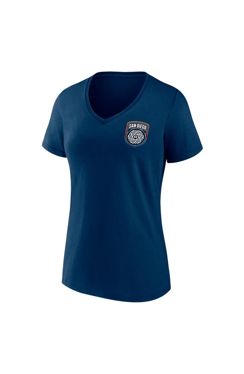 FANATICS Women's Fanatics Branded Navy San Diego FC Primary Logo V-Neck T-Shirt, Alternate, color, Navy