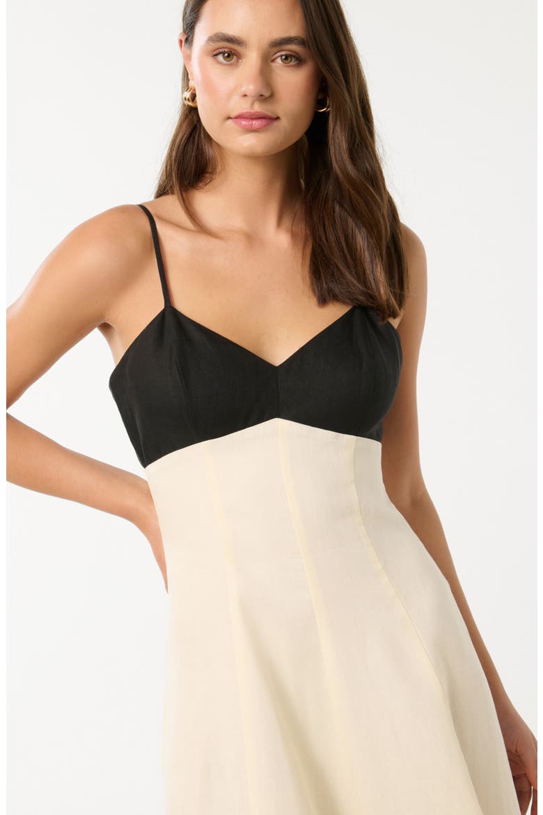 Ada Colorblock Linen Midi Sundress, Alternate, color, CREAM / BLACK