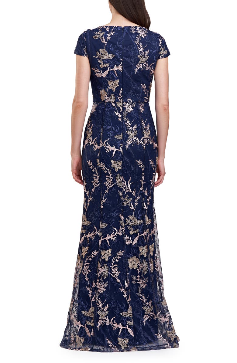 JS Collections Zara Embroidered Metallic Mermaid Gown, Alternate, color, 