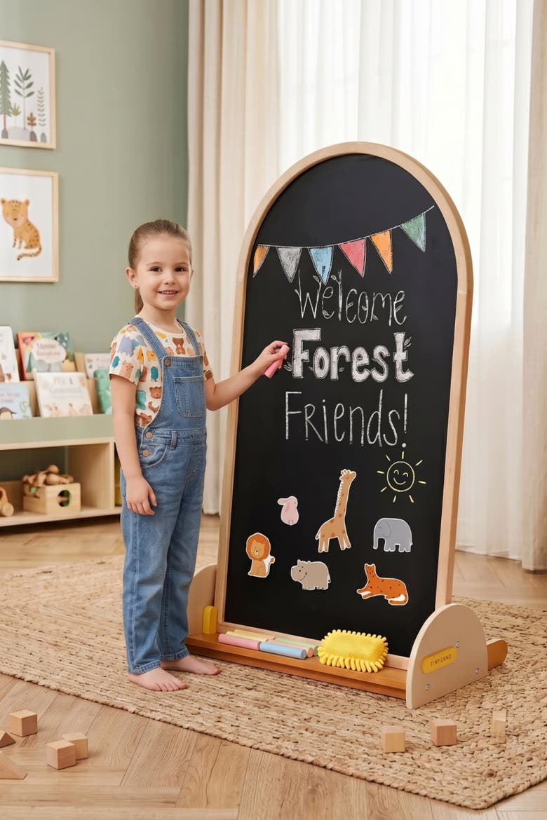 Double Sided Arched Wooden Art Easel for Kids, Main, color, Multicolor