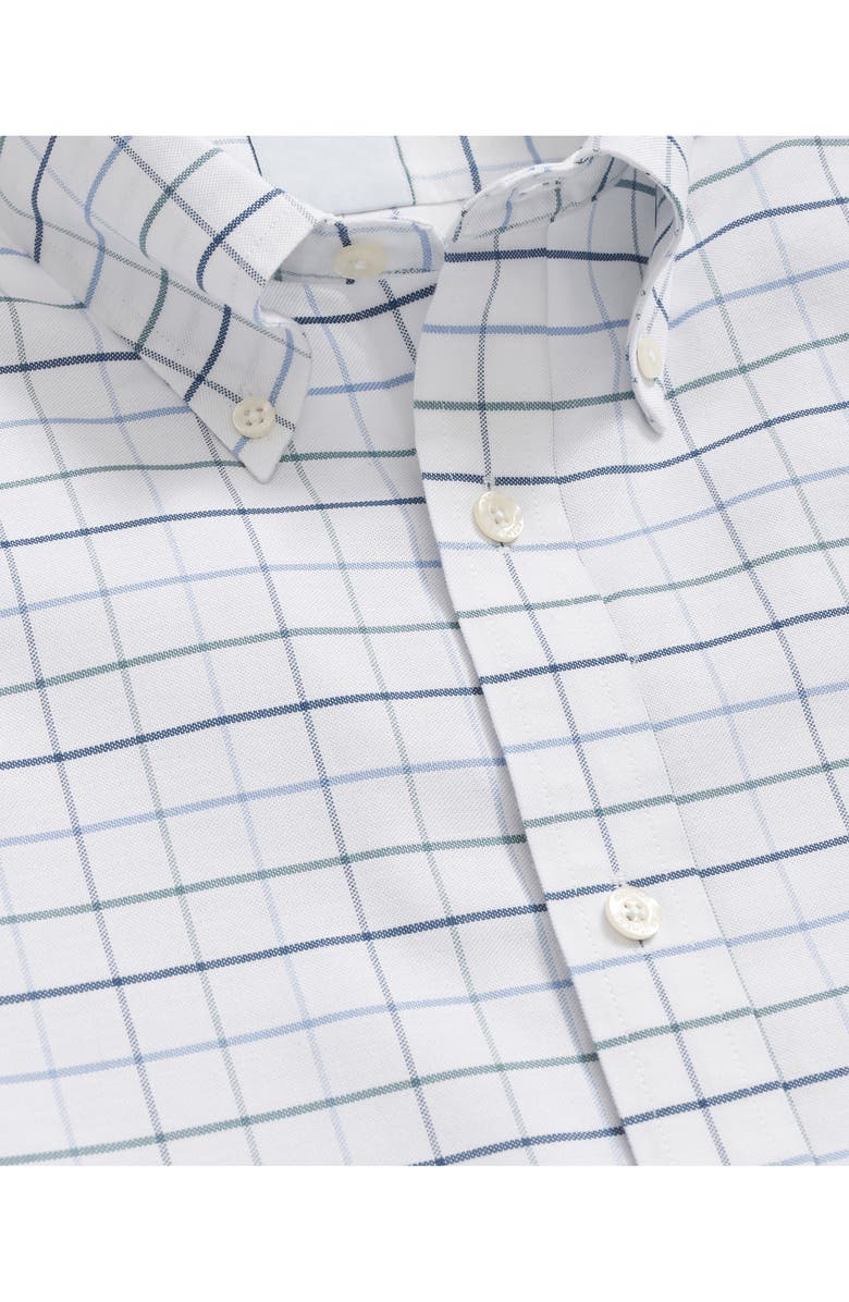 Brooks Brothers Tattersall Check Wrinkle Resistant Stretch Cotton Button-Down Shirt, Alternate, color, White Windowpane
