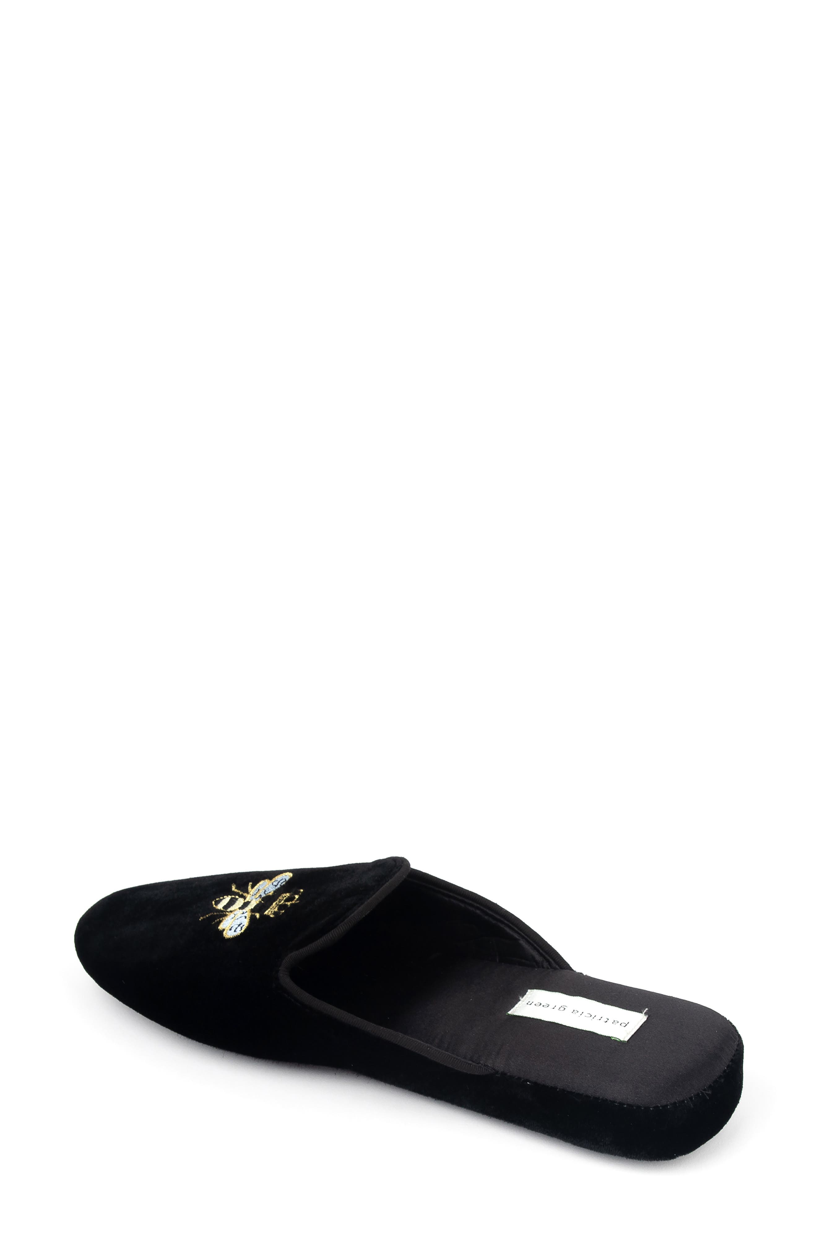 patricia green 'Queen Bee' Embroidered Slipper, Alternate, color, Black Velvet