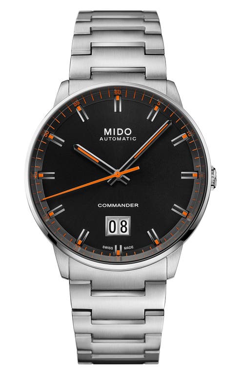 MIDO Commander Big Date Automatic Bracelet Watch, 42mm in Silver at Nordstrom