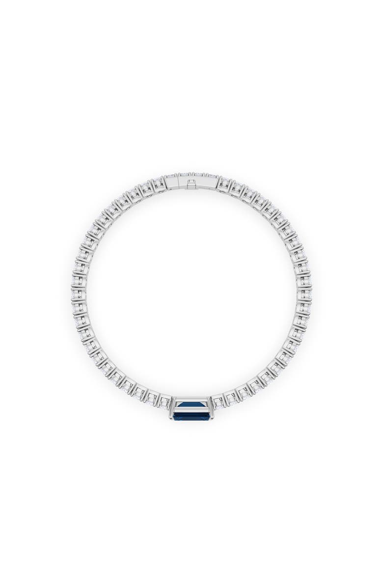 HauteCarat Lab Created Diamond & Sapphire Birthstone Tennis Bracelet, Alternate, color, Sapphire/ 18K White Gold