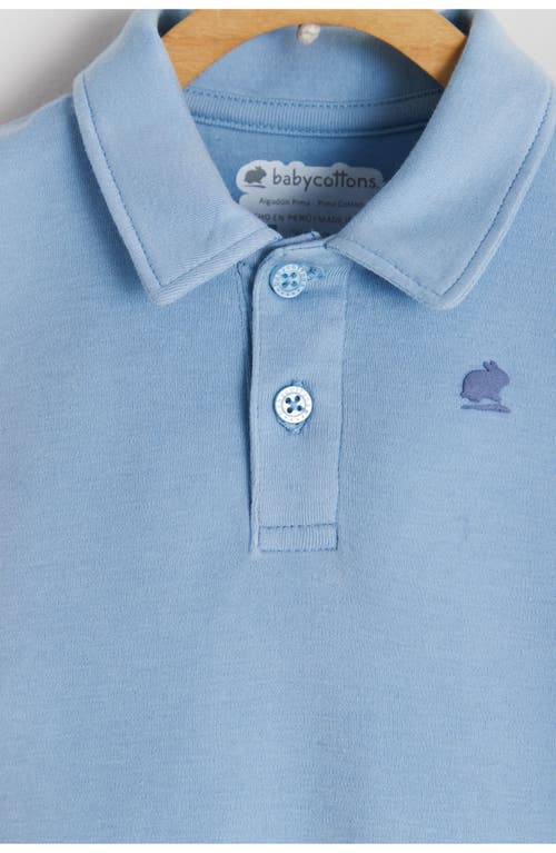 Babycottons Essentials Polo Romper In Light Blue