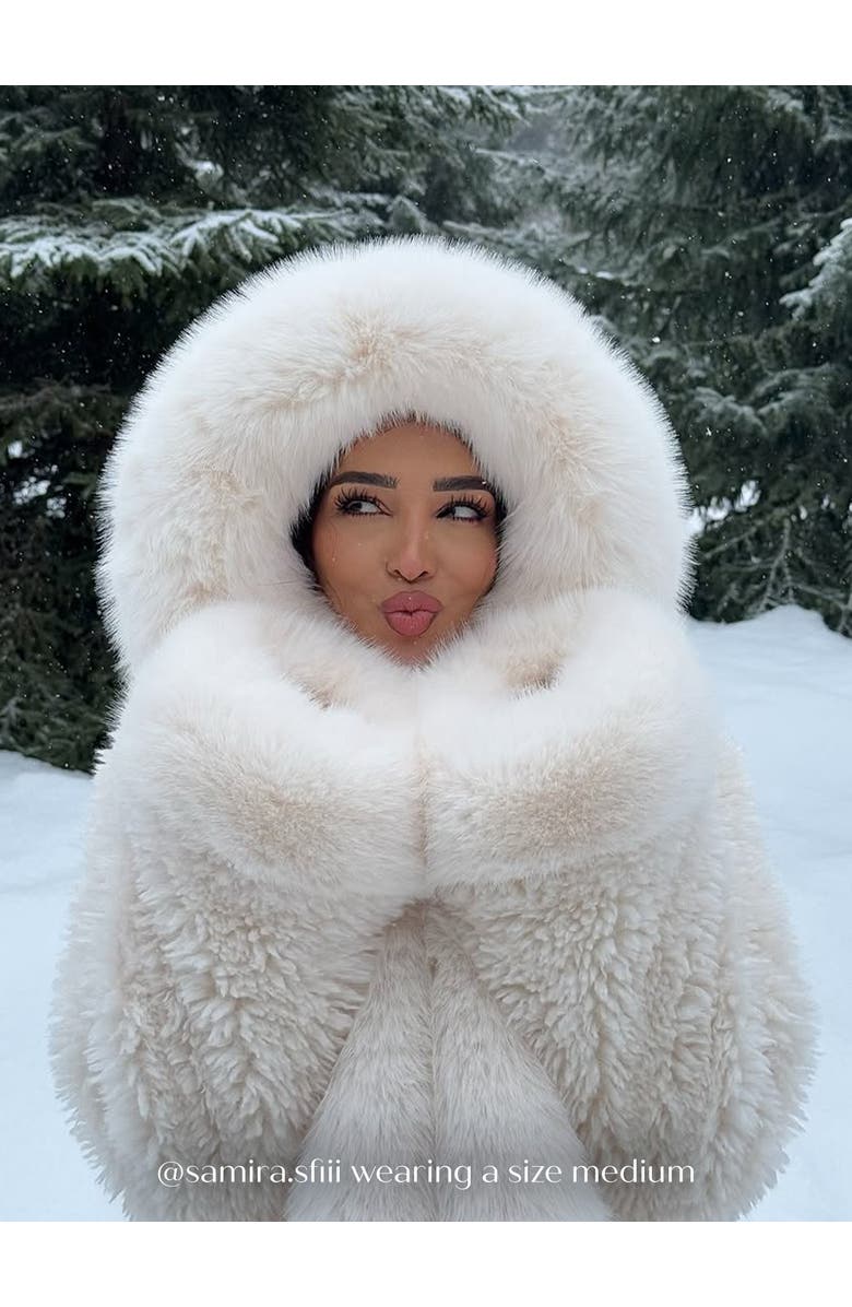 Miss Circle Kali Statement Cropped Faux Fur Hoodie Jacket, Alternate, color, White