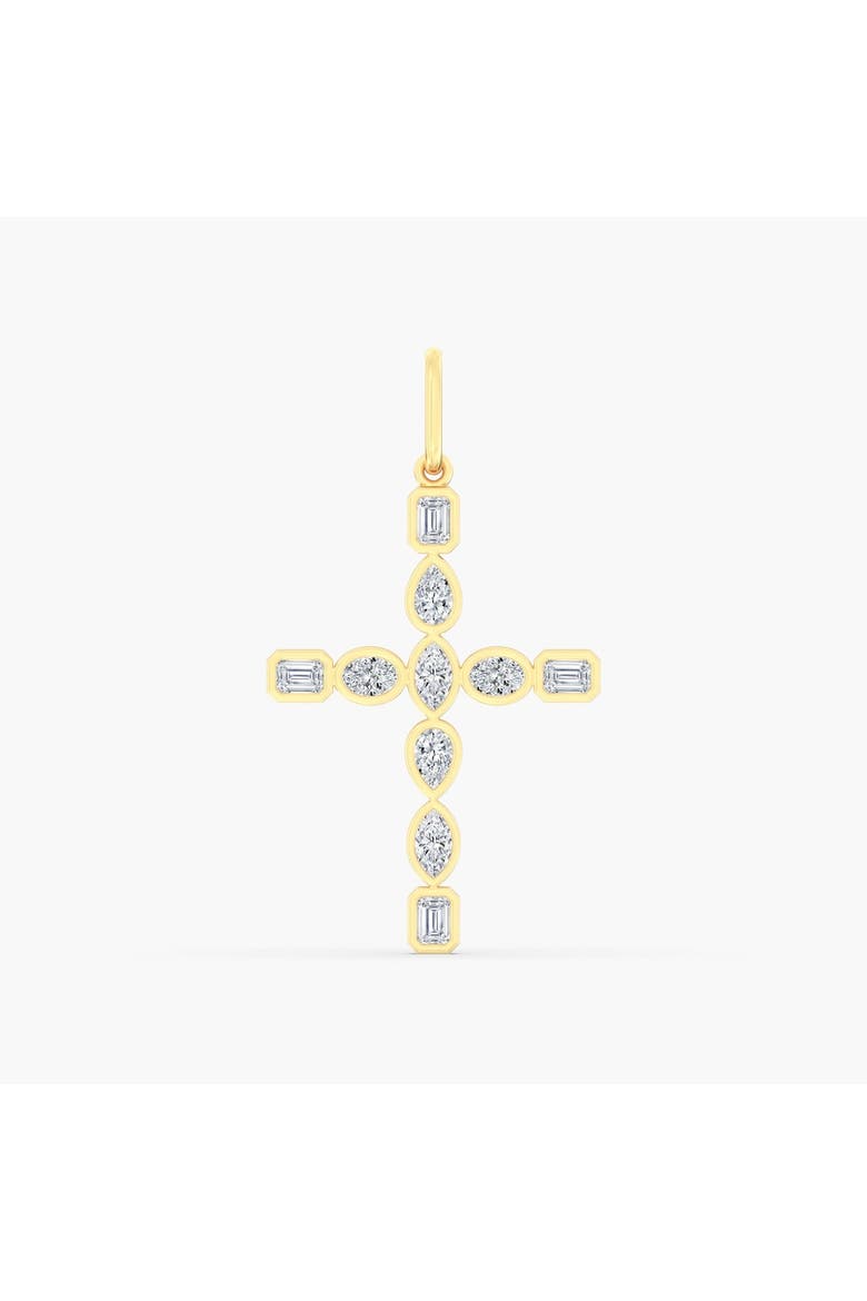 Multi-Shape Bezel Cross Lab Diamond Pendant in 14K, Main, color, Yellow Gold