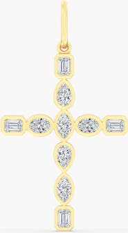 Everlee Multi-Shape Bezel Cross Lab Diamond Pendant in 14K