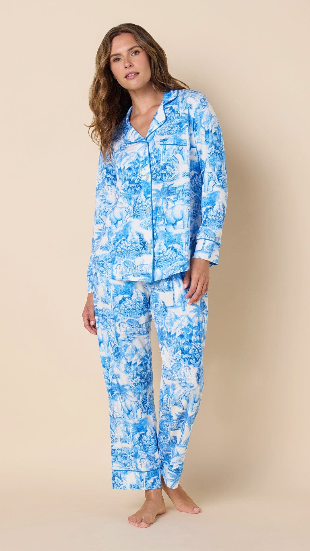 The Cat's Pajamas Flannel Pajama Set Holiday In Blue