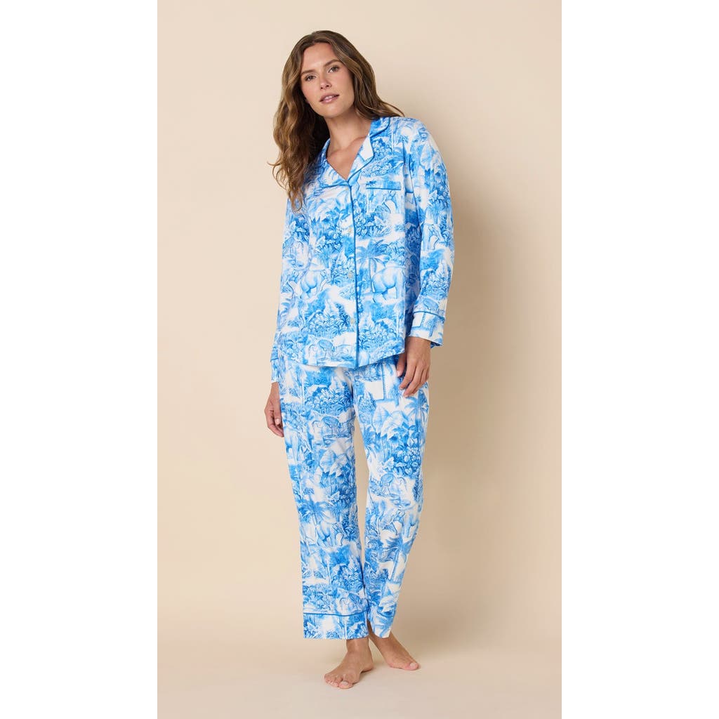 The Cat's Pajamas Flannel Pajama Set Holiday In Blue