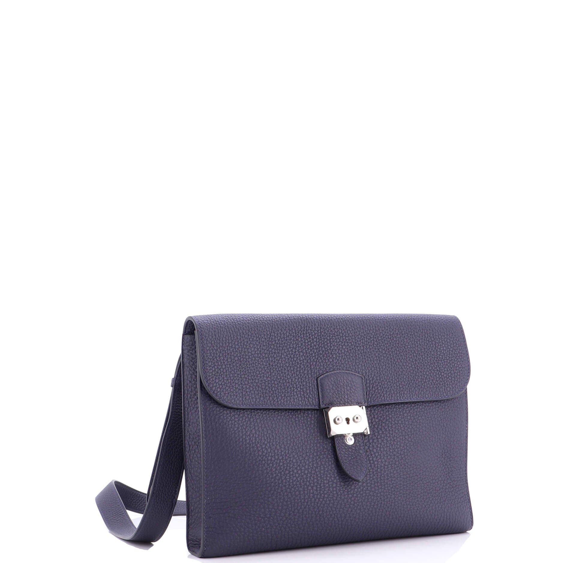 Pre-Owned Hermes Sac a Depeches Messenger Bag Togo 29, Alternate, color, Bleu Nuit