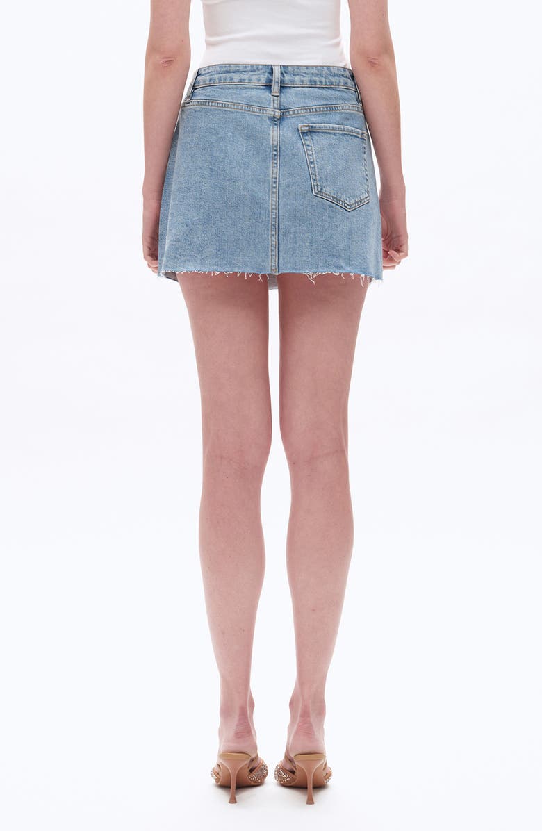 Bayeas Rhinestone Raw Hem Denim Miniskirt, Alternate, color, Blueberry