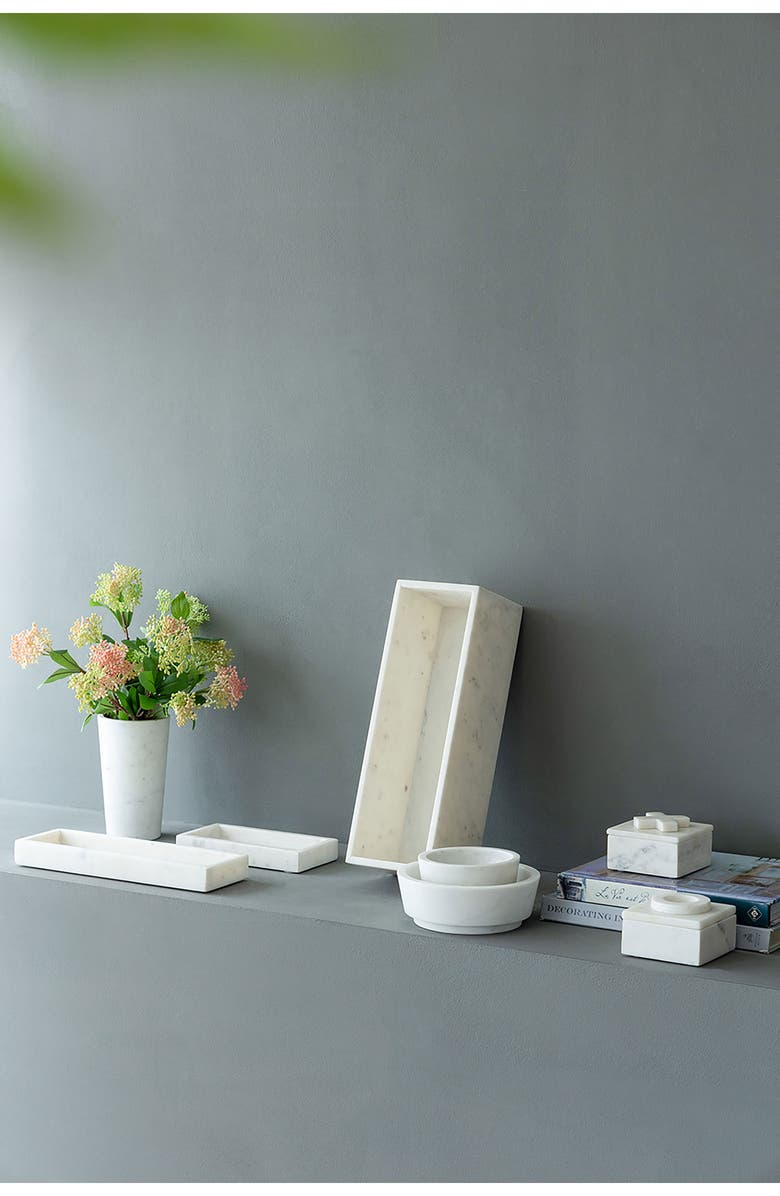 A & B Home Long Marble Tray, Alternate, color, White
