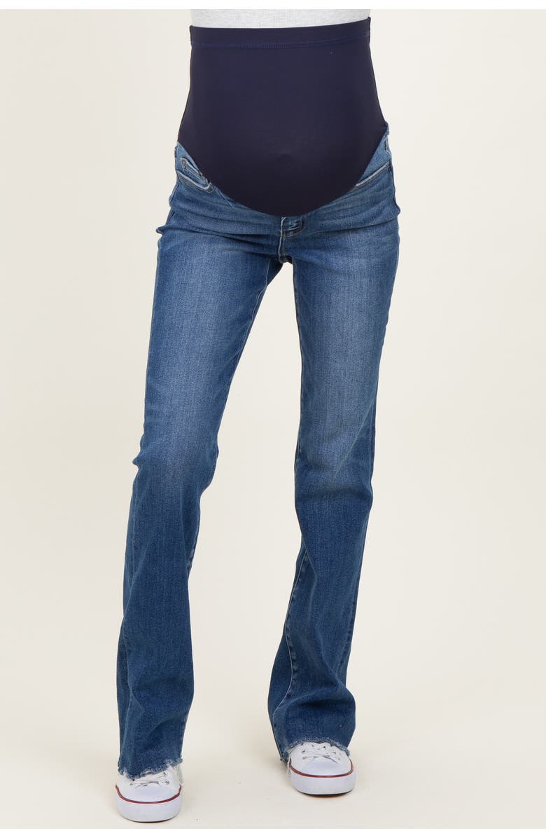 PinkBlush Frayed Hem Bootcut Maternity Jeans, Alternate, color, Navy Blue