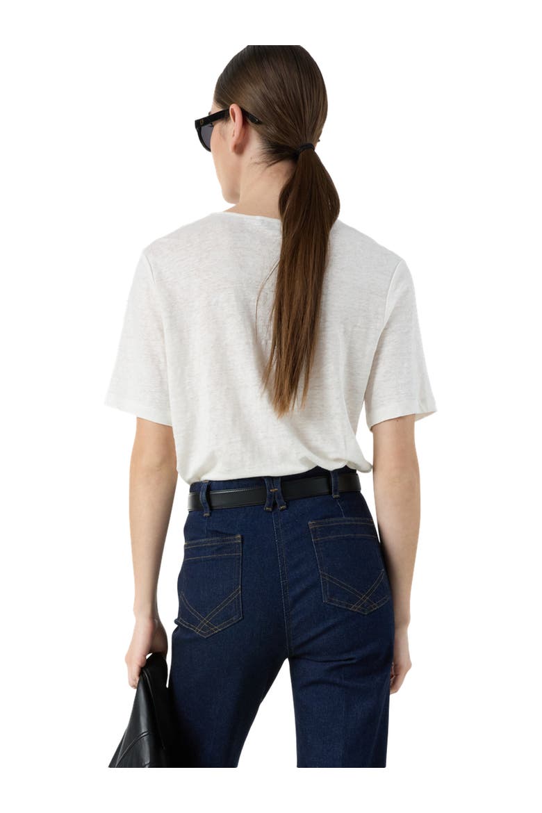 Maevanelle Embroidered V-Neck T-Shirt, Alternate, color, Ecru