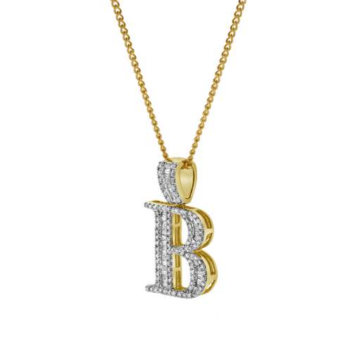 Luvmyjewelry B Initial Diamond Pendant 10k Yellow Gold In 10k Yellow Gold -