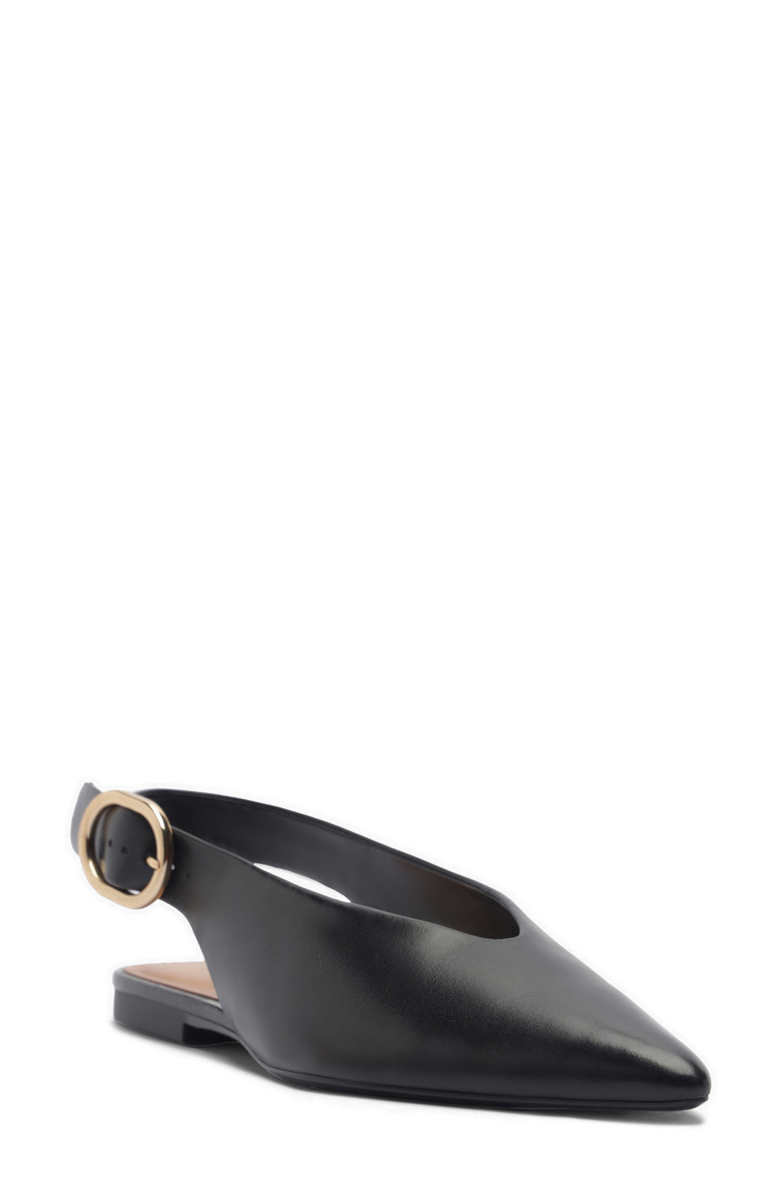 Arezzo Atlas Pointed Toe Slingback Flat, Main, color, Black