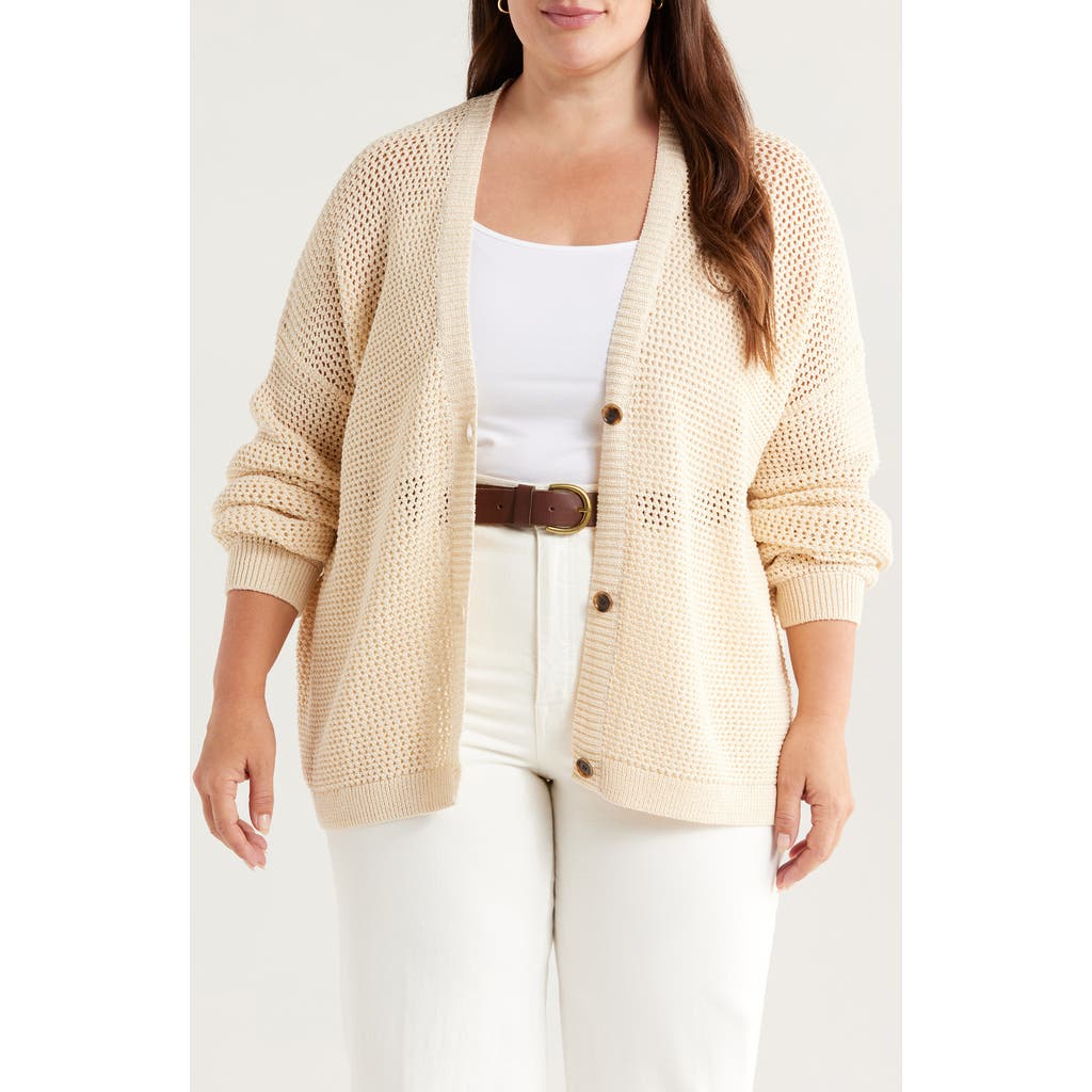 Caslon ® Open Stitch Cotton Cardigan In Brown