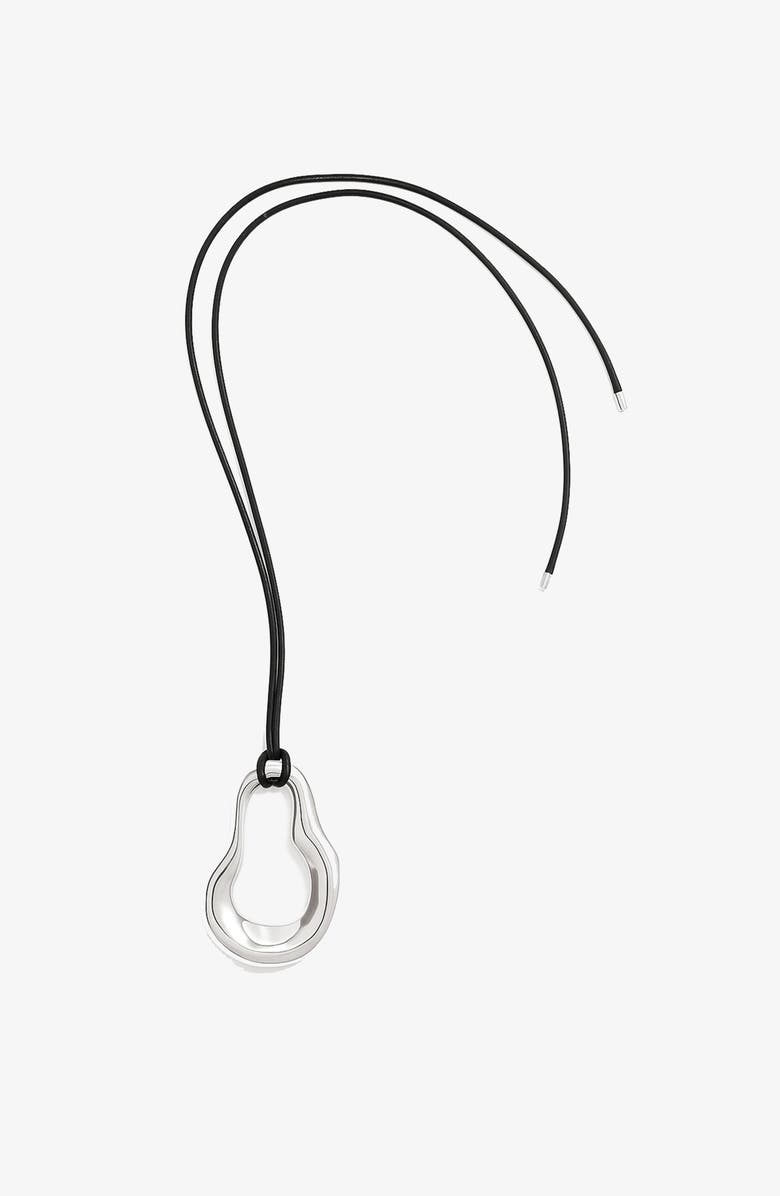 YOJ Nova Wave Necklace in Silver & Black Cord, Main, color, Silver