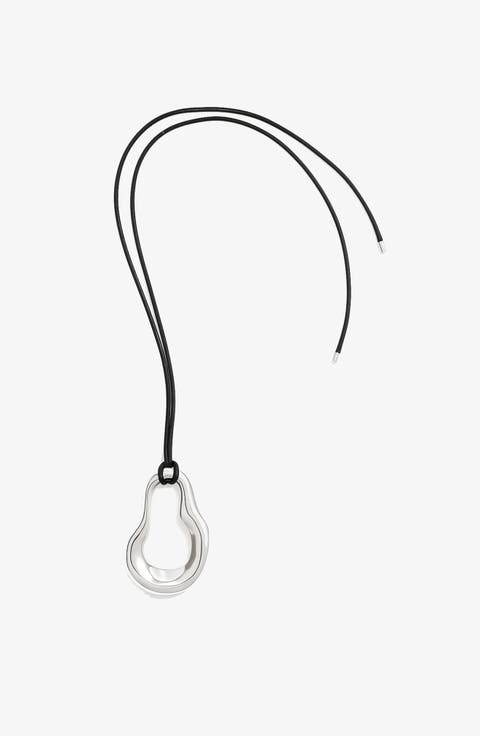 Nova Wave Necklace in Silver & Black Cord