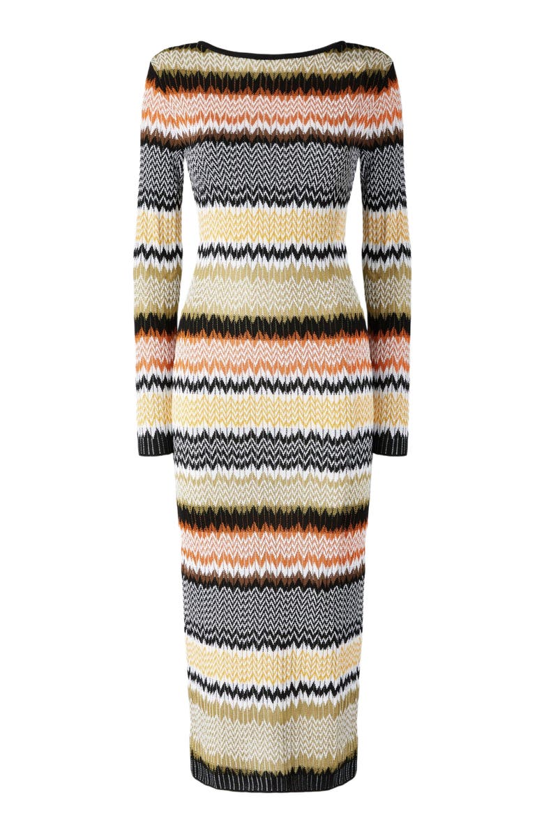Missoni Long Crew Neck Dress With Chevron Pattern, Alternate, color, Multicoloured