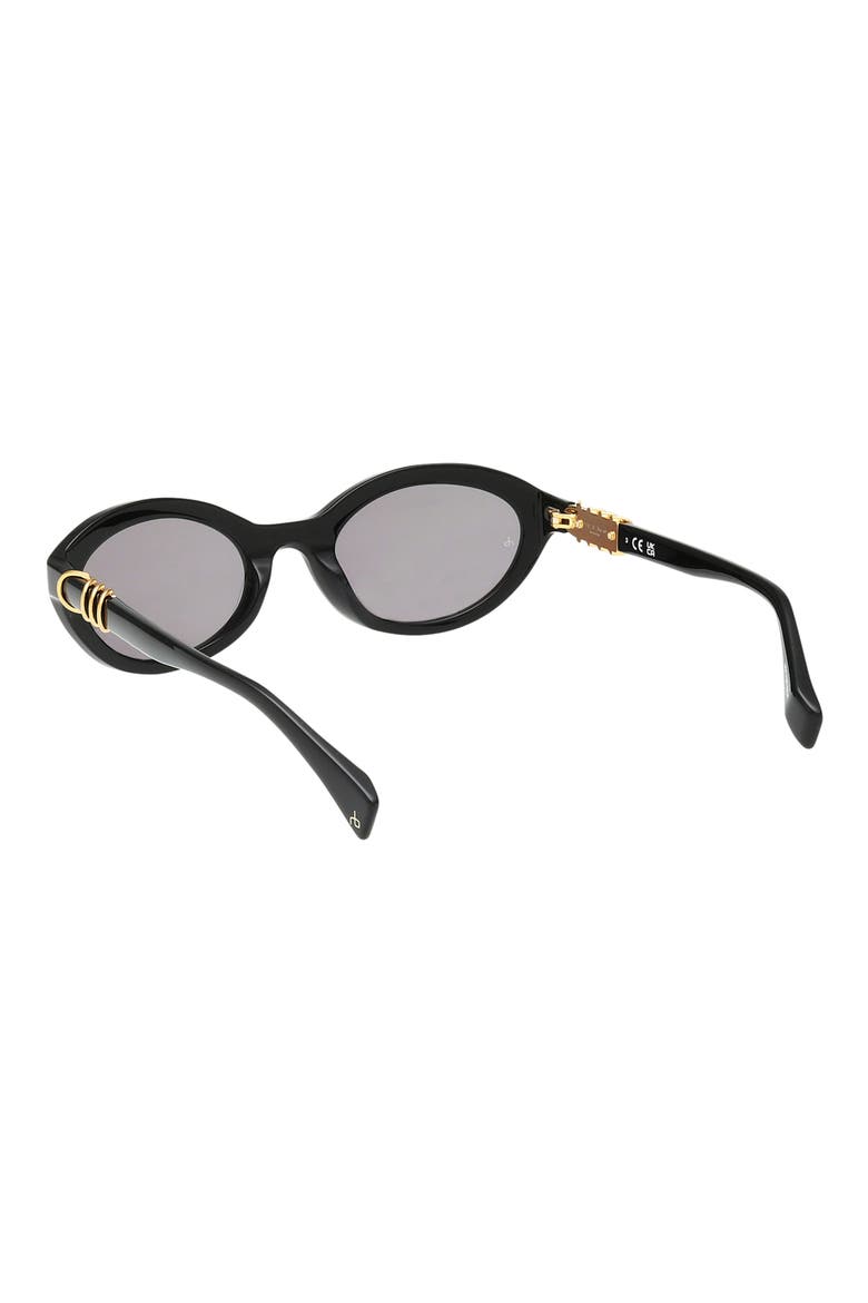 52mm Oval Sunglasses, Alternate, color, SHINY BLACK / SMOKE LENSES