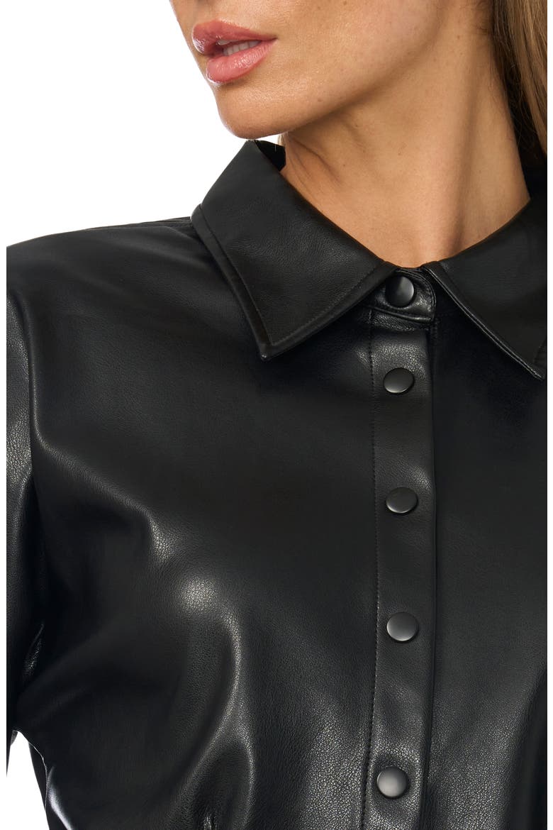 Faux Leather Long Sleeve Top, Alternate, color, RICH BLACK