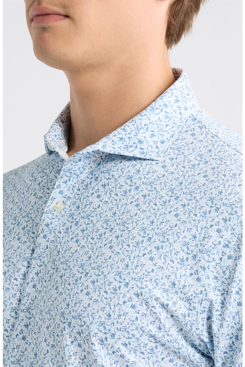 Bloom Neat Floral Performance Polo, Alternate, color, CARBON FIBER