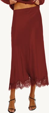 Rails Ebony Lace Trim Midi Skirt