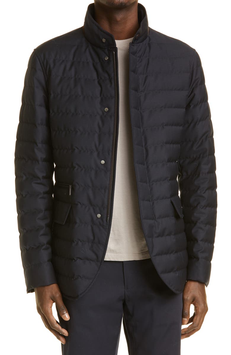 ZEGNA Elements Trofeo<sup>™</sup> Water Repellent Wool Hopsack Down Jacket, Main, color, 