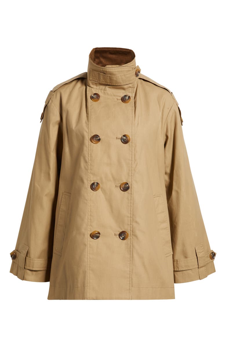 Sam Edelman Courduroy Stand Collar Cotton Trench Coat, Alternate, color, Sand