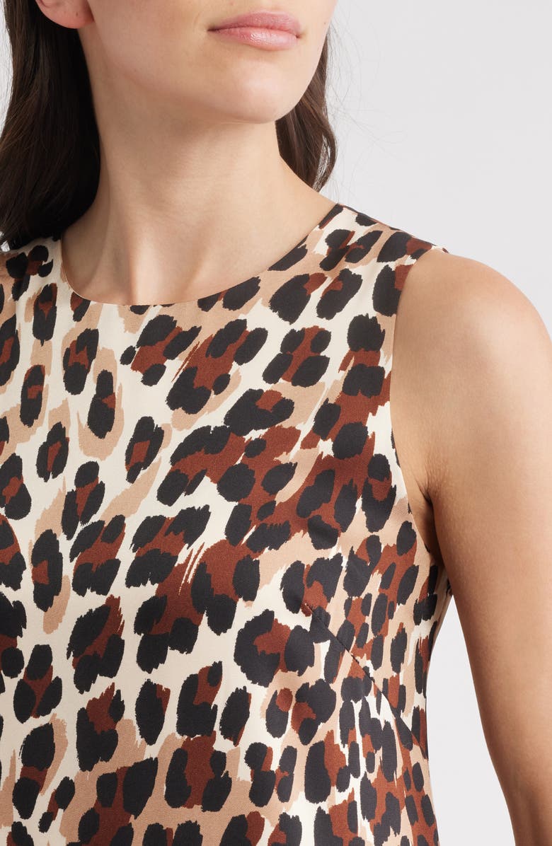 Anne Klein Leopard Print Sleeveless Minidress, Alternate, color, Ivory Shell Multi